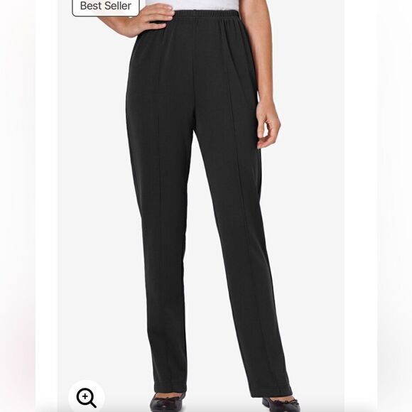 Woman Within Black Elastic-Waist Soft Knit Pant. Size 14W. NWT - Picture 1 of 6